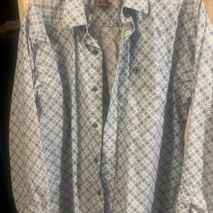 Ariat Men's Blue and White Geometric Shirt